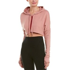 SPLENDID Rayon Blend Pink Crop Pullover Hoodie Activewear Yoga Fitness Street